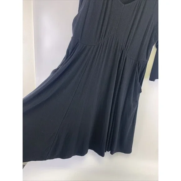 Torrid Mini Foxy Rib Fit And Flare Dress Black V-Neck Stretch 40836515 Womens 2X - Picture 5 of 11